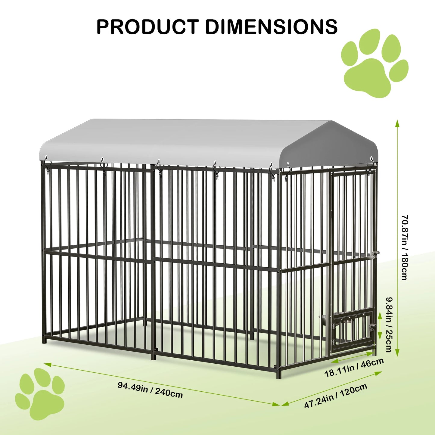 HiMISS Galvanized Metal Dog House Kennel With UV Resistant Cover
