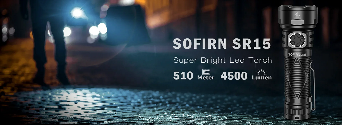 Sofirn SR15 4500LM 21700 USB-C Rechargeable Flashlight
