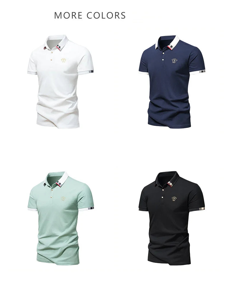 Lane JT Mens Pure Cotton Short Sleeve Polo Shirt Lapel