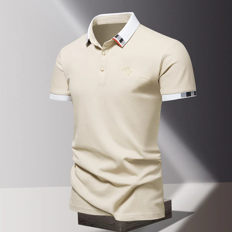 Lane JT Mens Pure Cotton Short Sleeve Polo Shirt Lapel