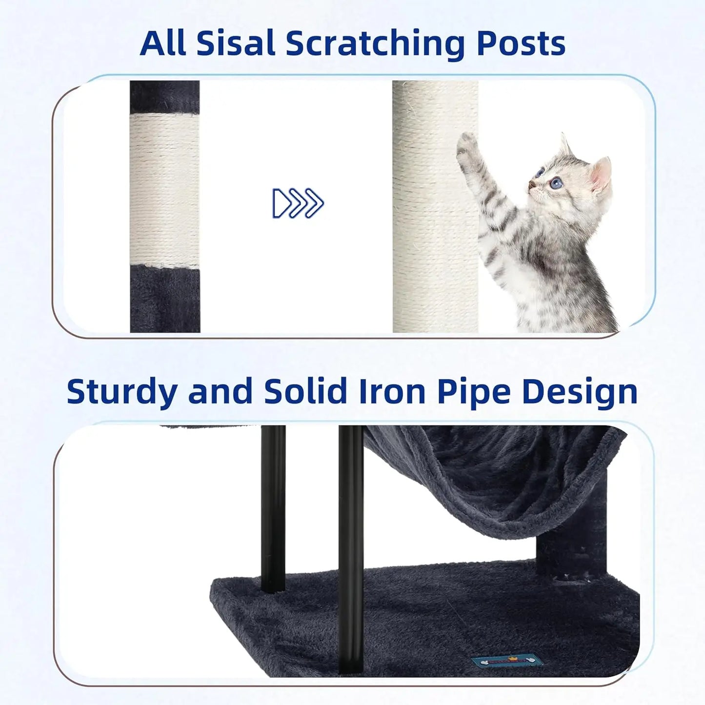 Cat Tree Tower for Indoor Cats With Hammock Condo Scratching Post