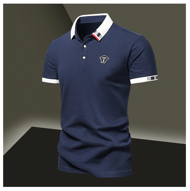 Lane JT Mens Pure Cotton Short Sleeve Polo Shirt Lapel