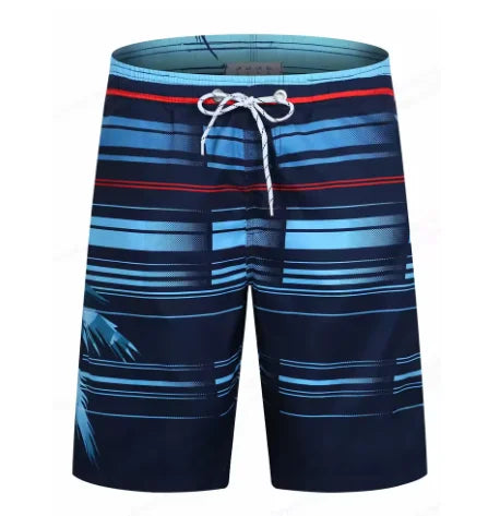 Summer Vacation Palm Tree Print Drawstring Board Shorts Breathable Streetwear