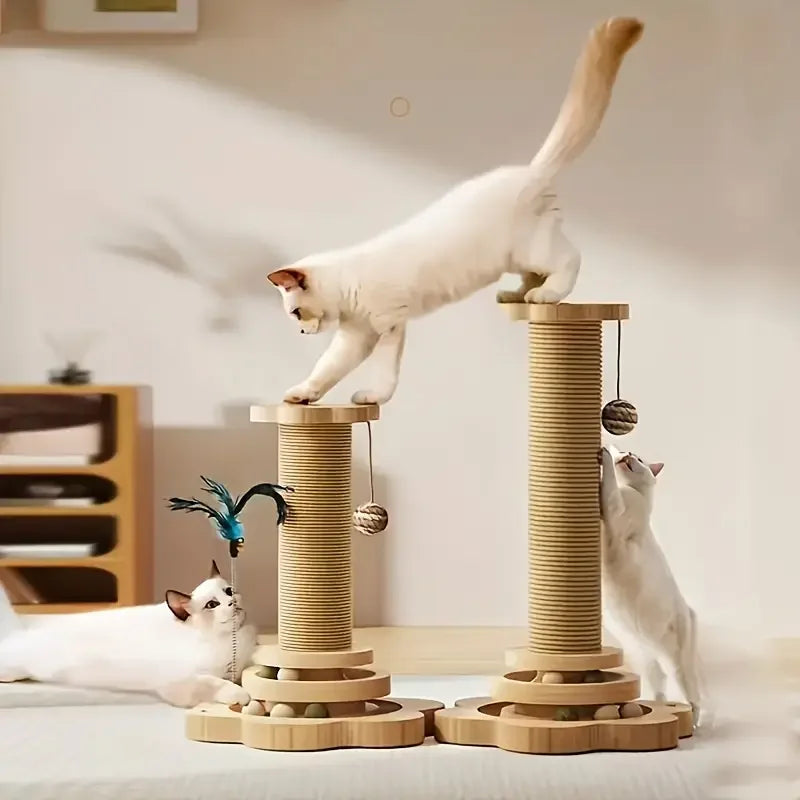 NONECN Cat Scratch Board Rotating Platform Wooden Stand