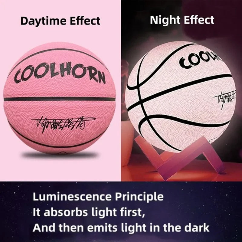 Damengx Glow In The Dark Basketball PU Leather Anti-Skid Outdoor