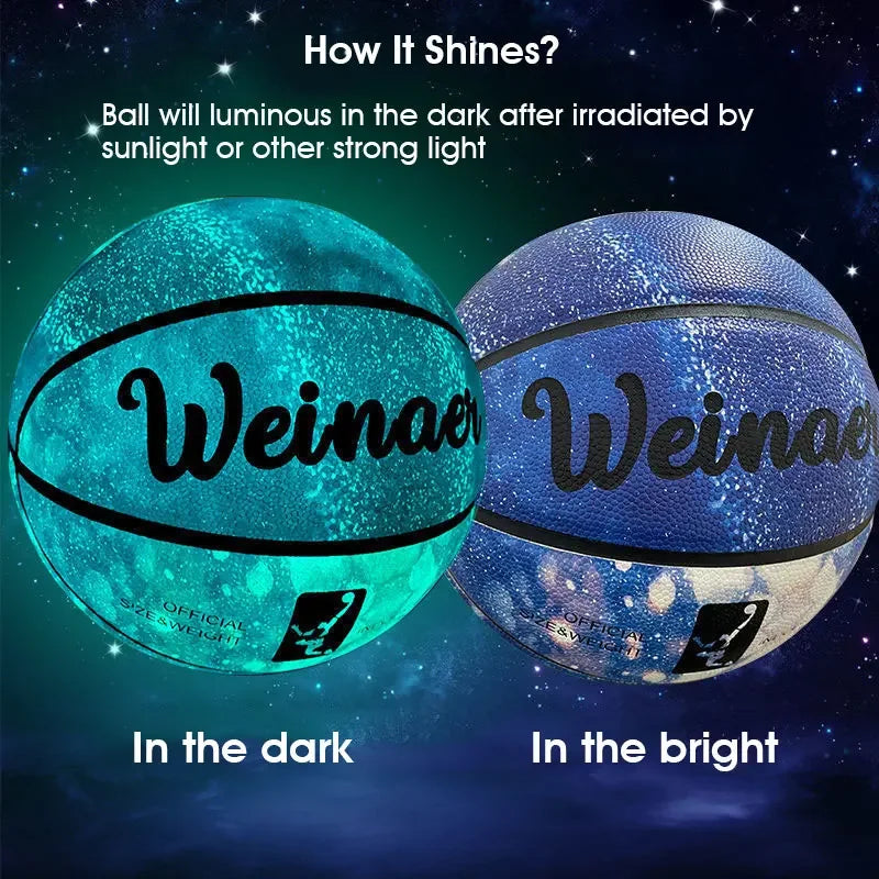 Damengx Glow In The Dark Basketball PU Leather Anti-Skid Outdoor