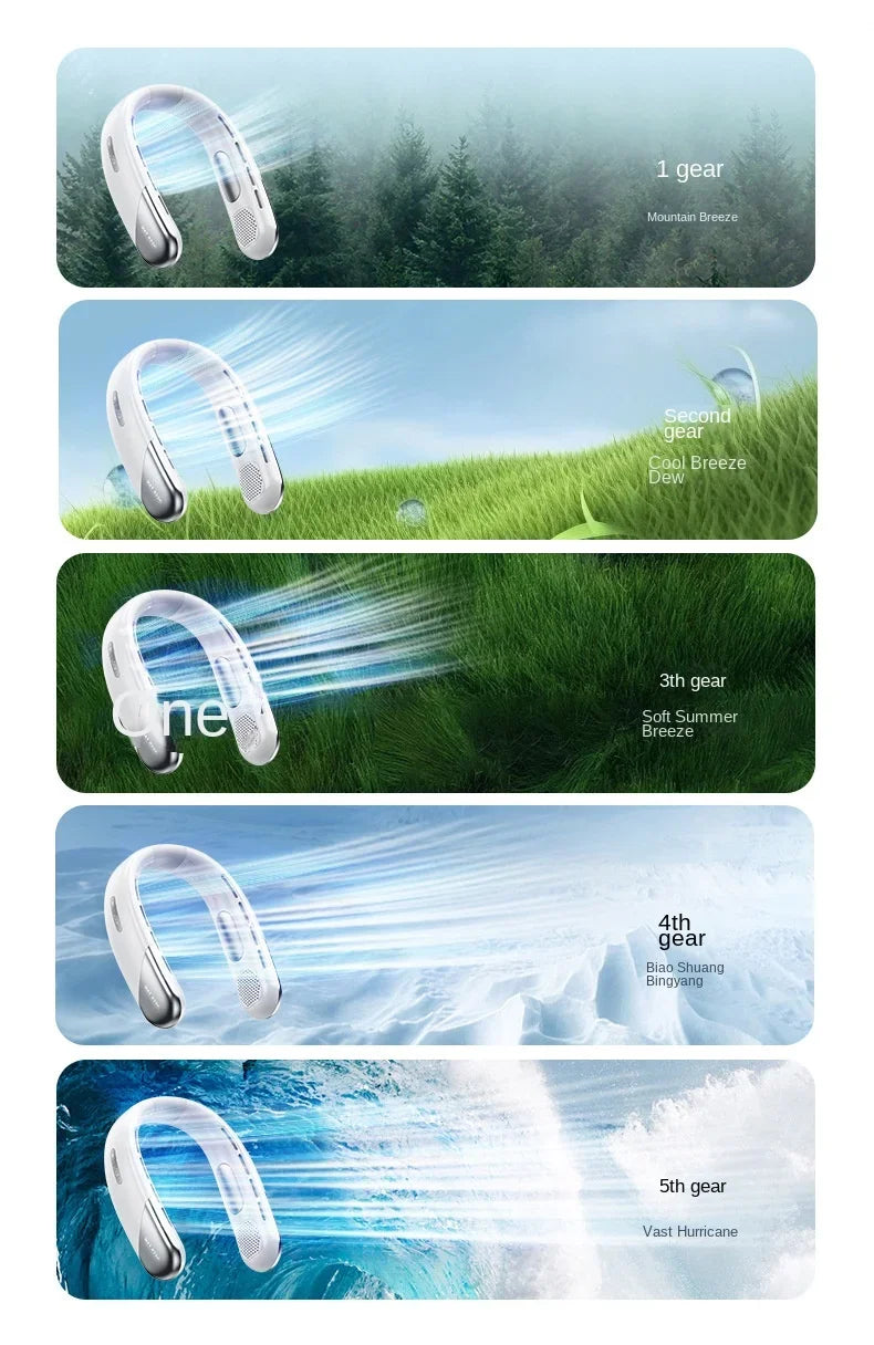 DELIXING 10000mAh Portable Neck Fan Bladeless Silent Rechargeable