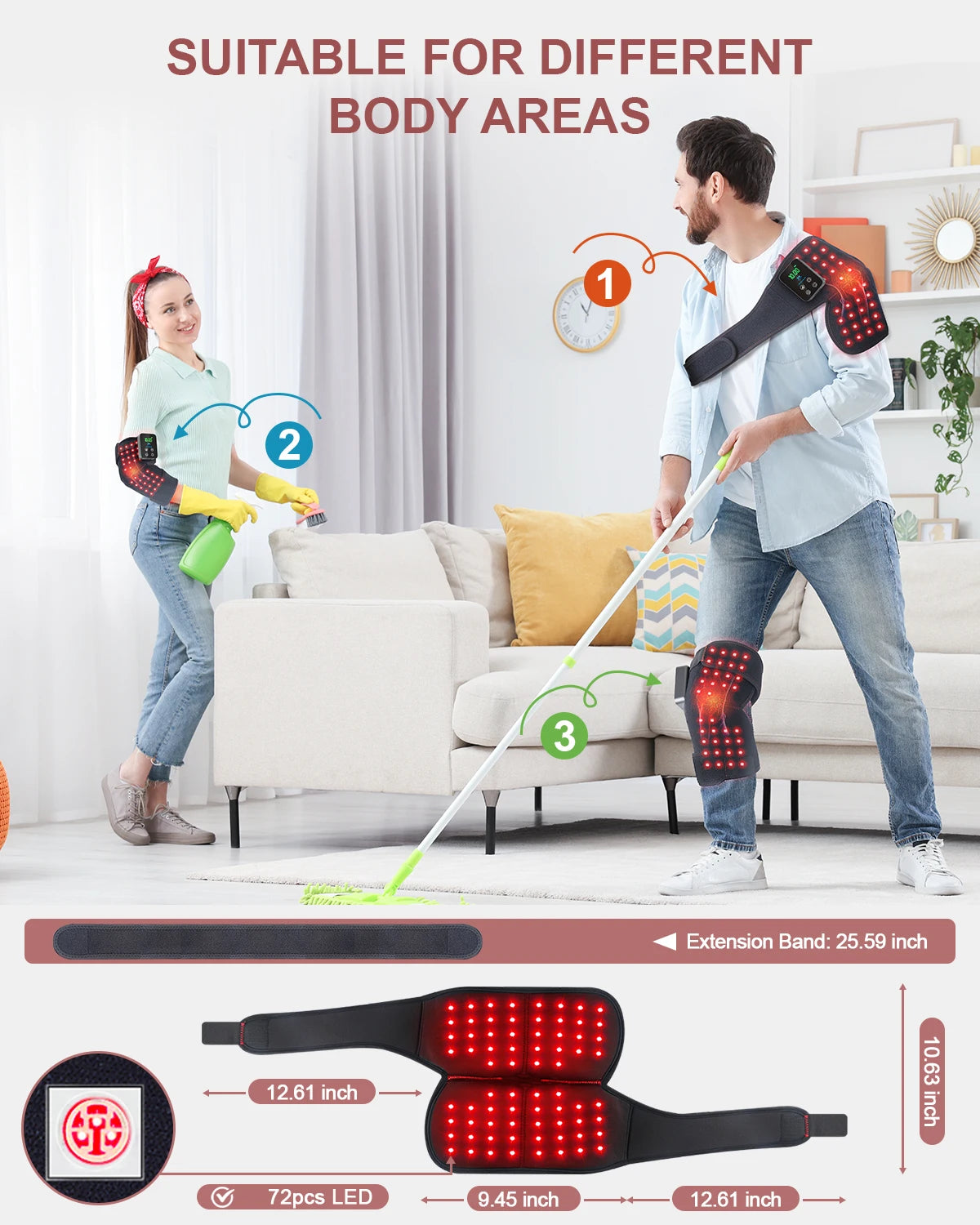Astarexin Red Light Therapy Knee Wrap With 72 LEDs Rechargeable