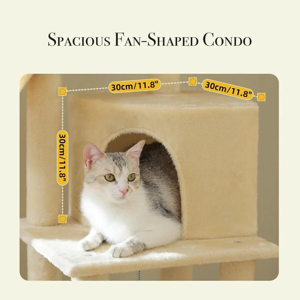 Floor To Ceiling Cat Tree Adjustable Height Activity Tower