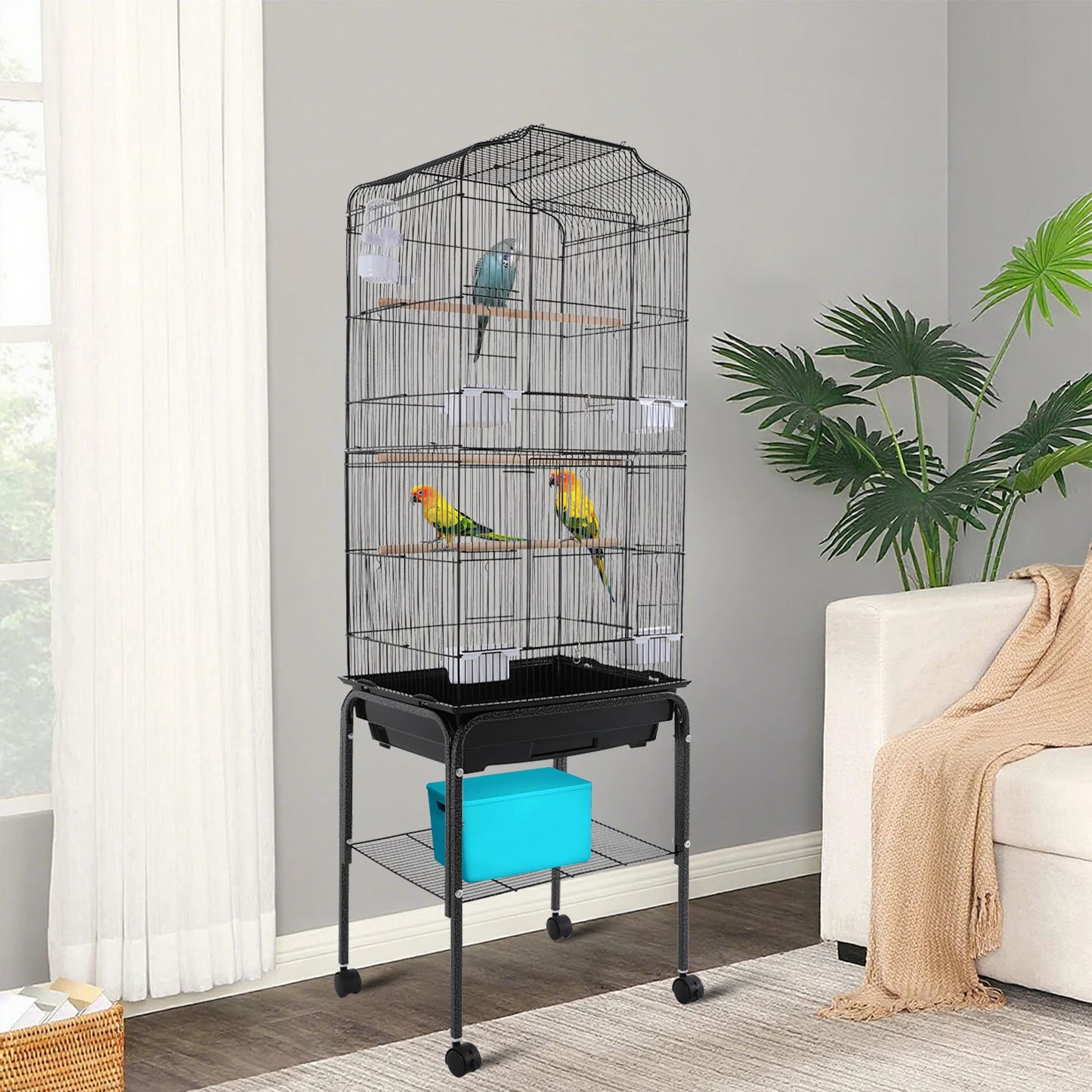 Iron Flight Cage With Stand And Wheels Lockable Door For Parrots