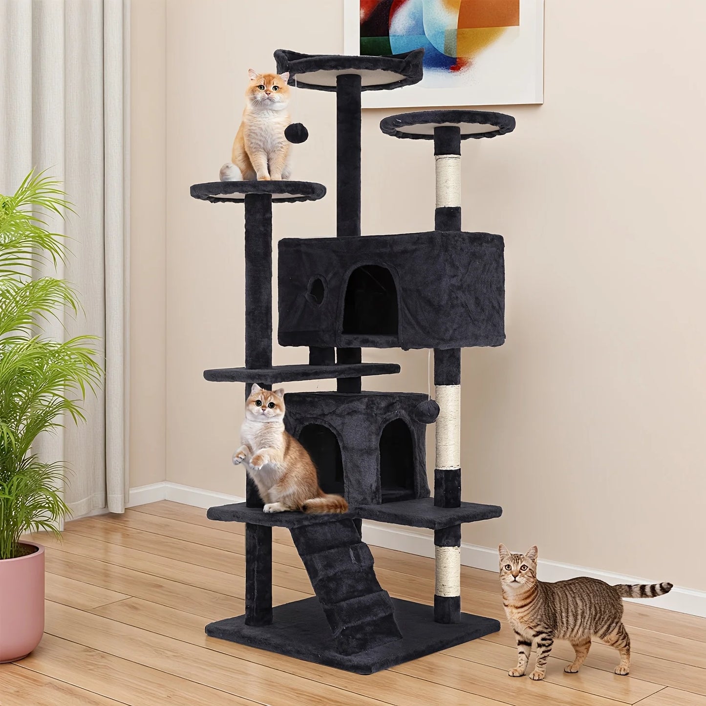Four Tier Cat Tree Tower With Sisal Scratching Posts