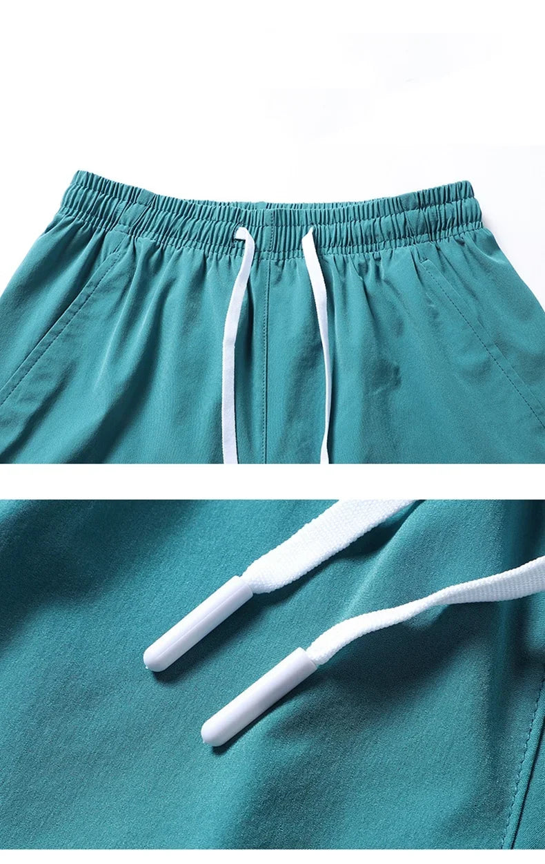 Men's Beach Shorts Elastic Waist Pockets Polyester Casual