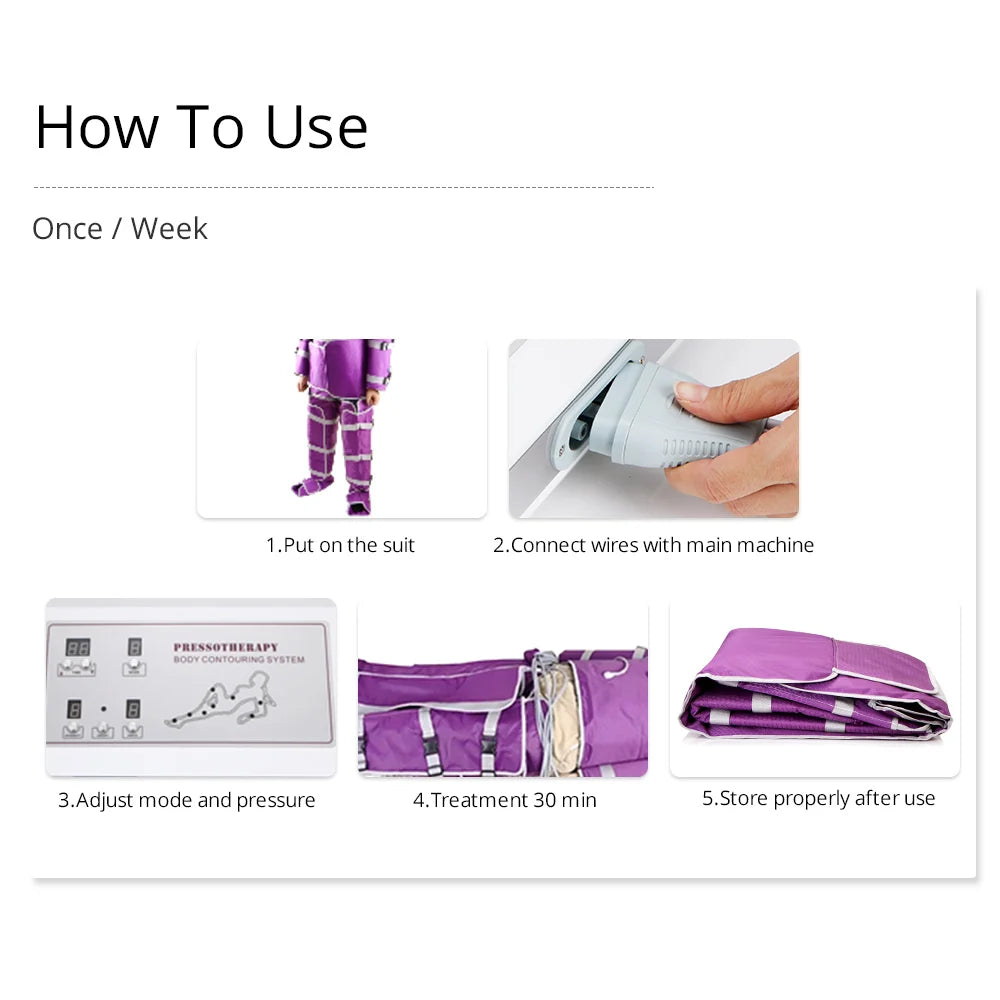 Air Pressure Slimming Suit Pressotherapy Sauna Weight Loss Body Massage