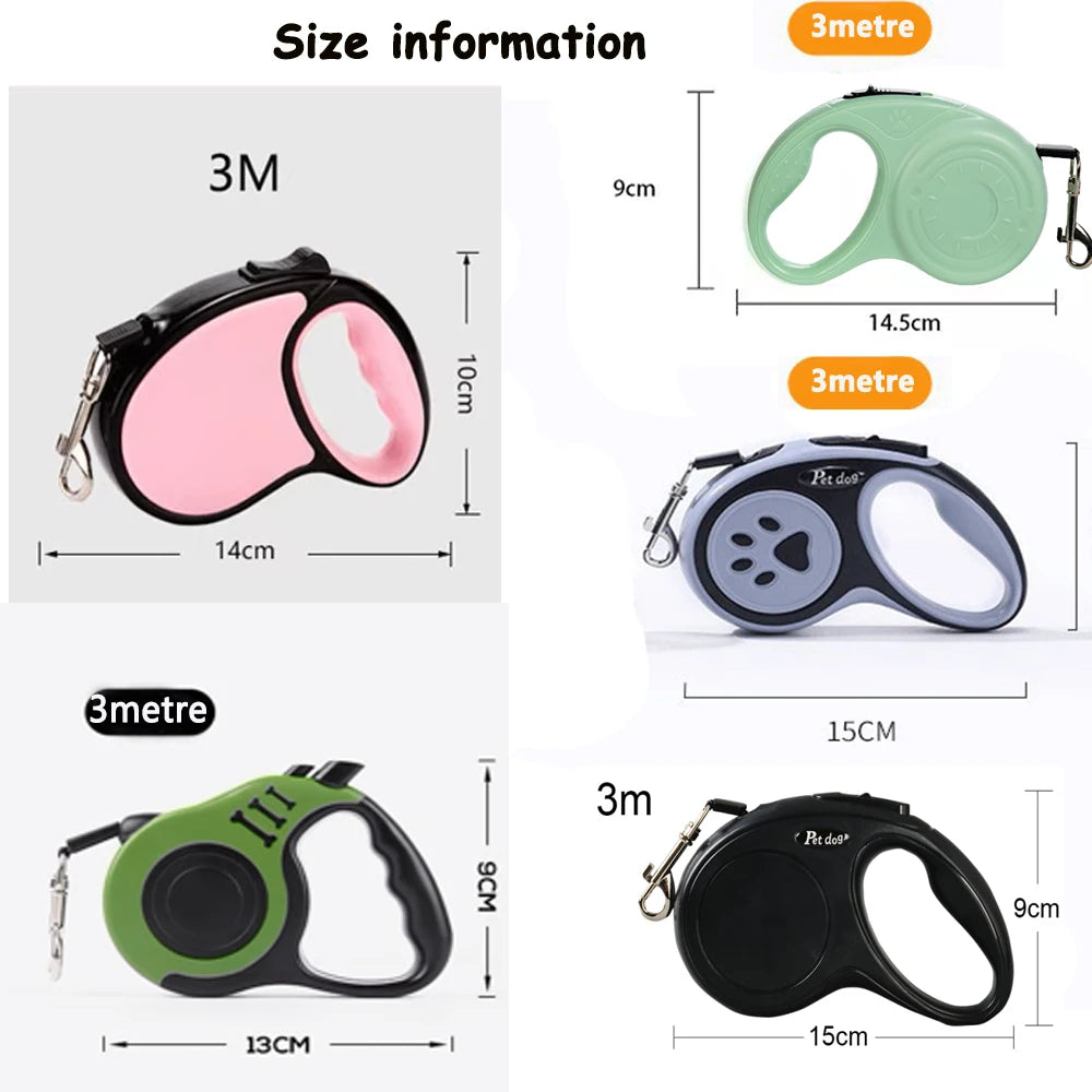 Retractable Nylon Dog Leash With ABS Case Heavy Duty