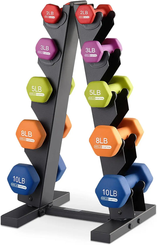 Hexagonal Dumbbell Set With Rack For Home Workouts
