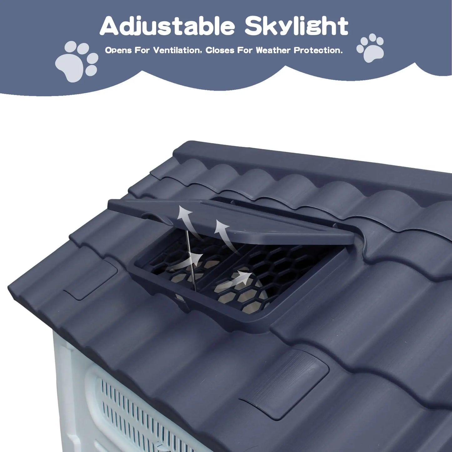 DishyKooker Waterproof Outdoor Dog House With Ventilation Openable Roof