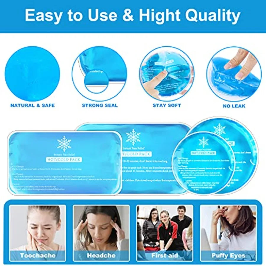 Reusable Ice Packs Gel Cold Compress For Injuries Pain Relief