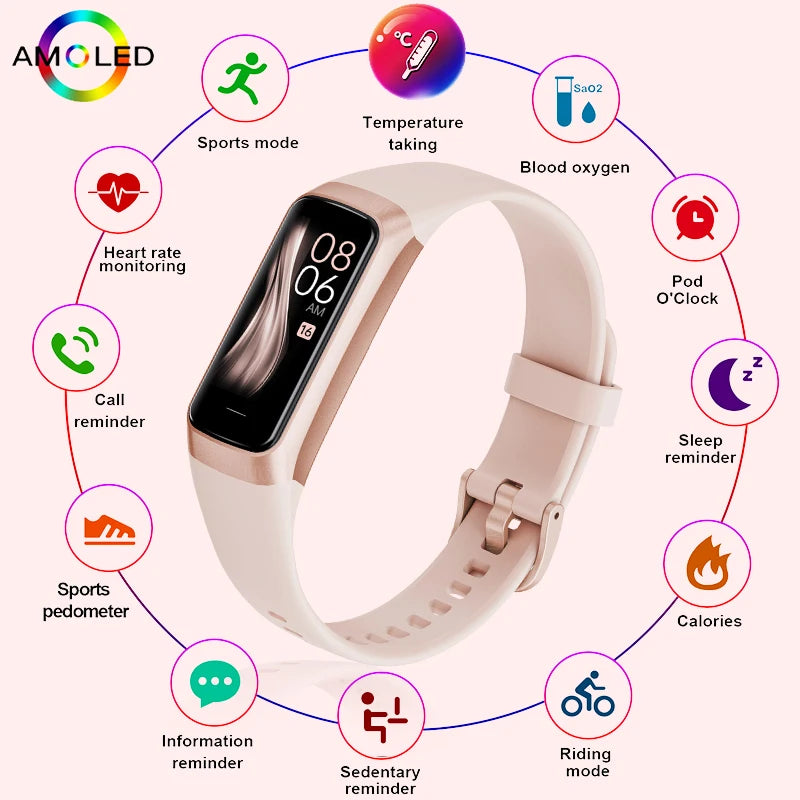LIGE Amoled Smart Watch Men Women Heart Rate Waterproof Tracker