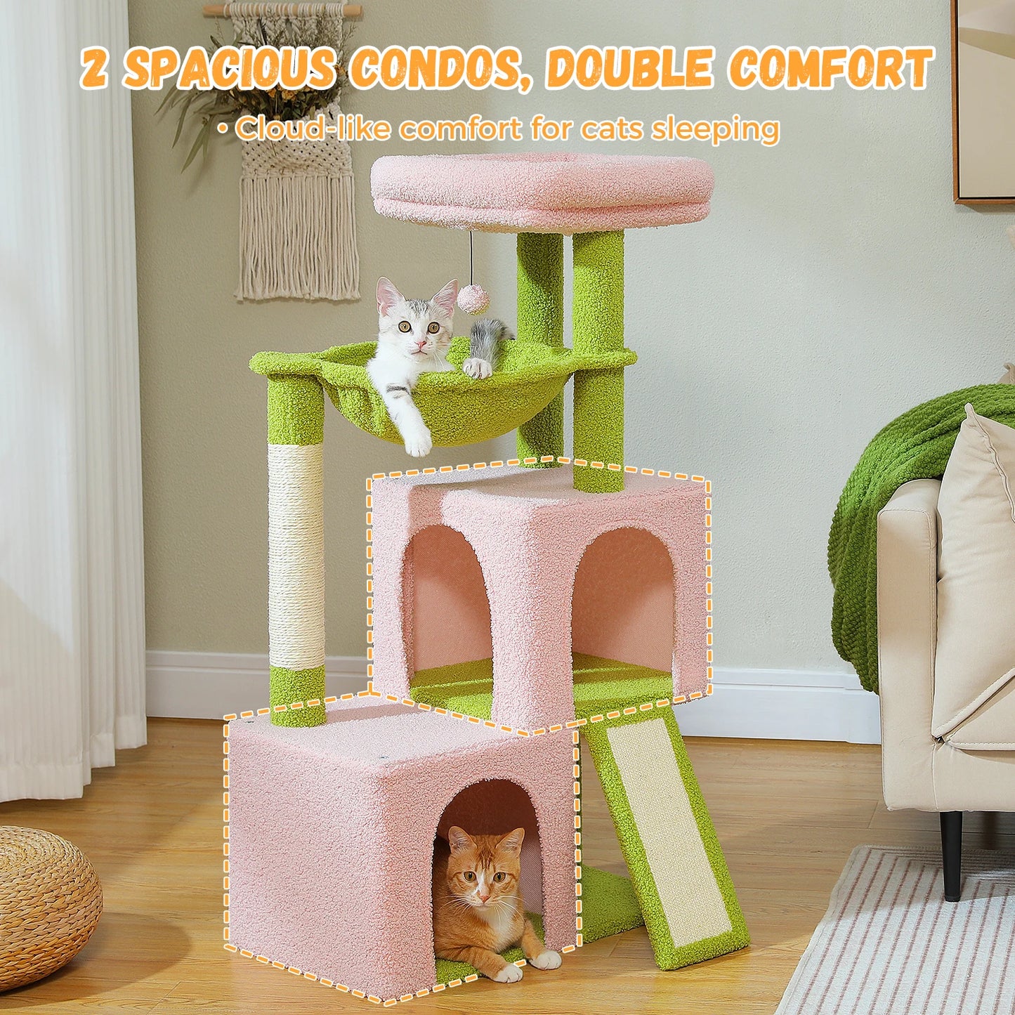 PEQULTICN Multi Level Cat Tower With Sisal Scratching