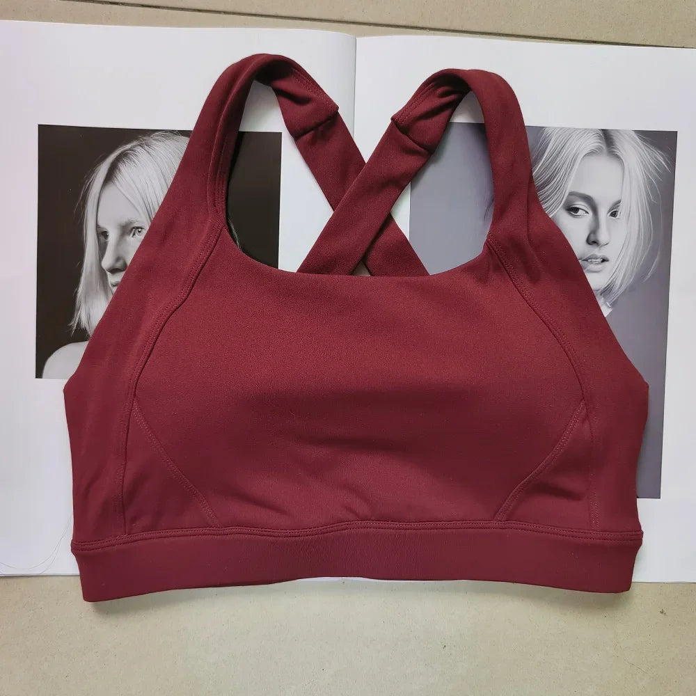 Cross Back Sports Bra Quick Dry Shock Absorbing For Yoga Running Fitness