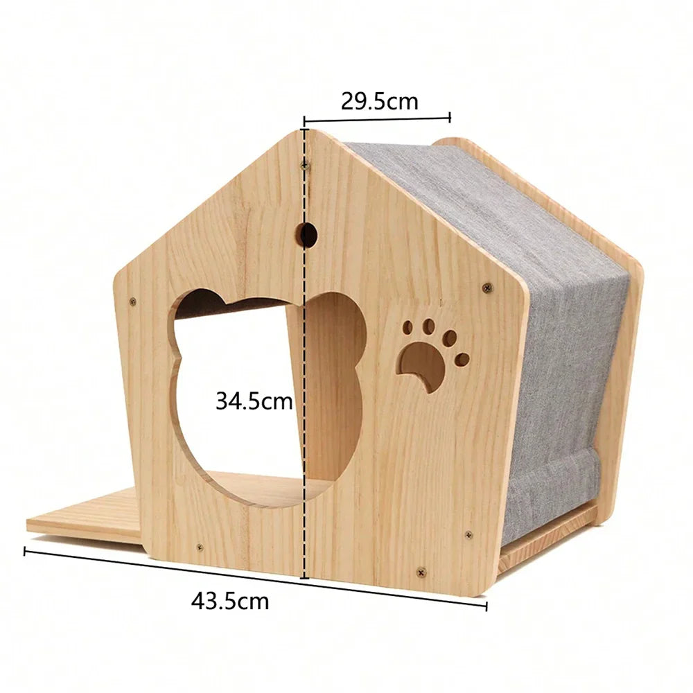 Qlfyuu Wooden Cat Climbing Shelf Wall Mounted Scratching Post