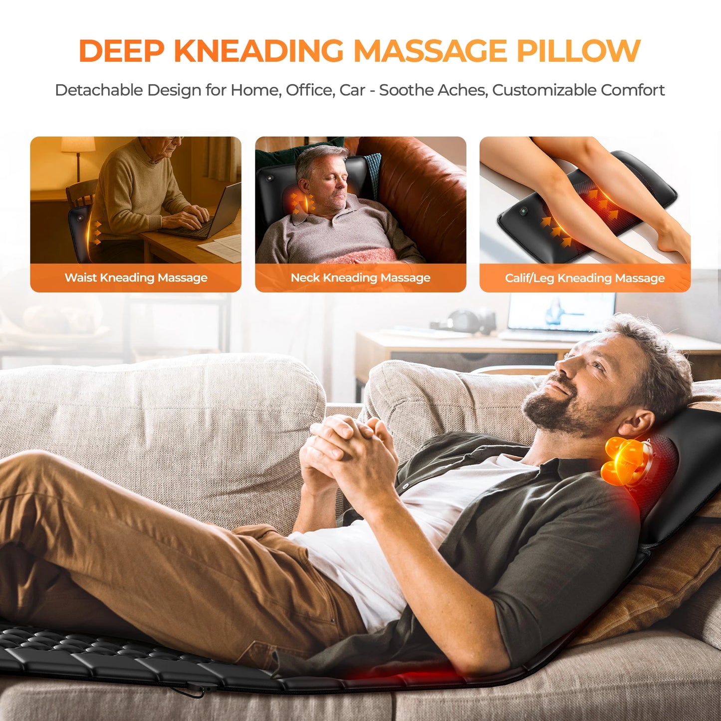HOMEMASSA Shiatsu Full Body Massage Mat With Heat Ten Motors