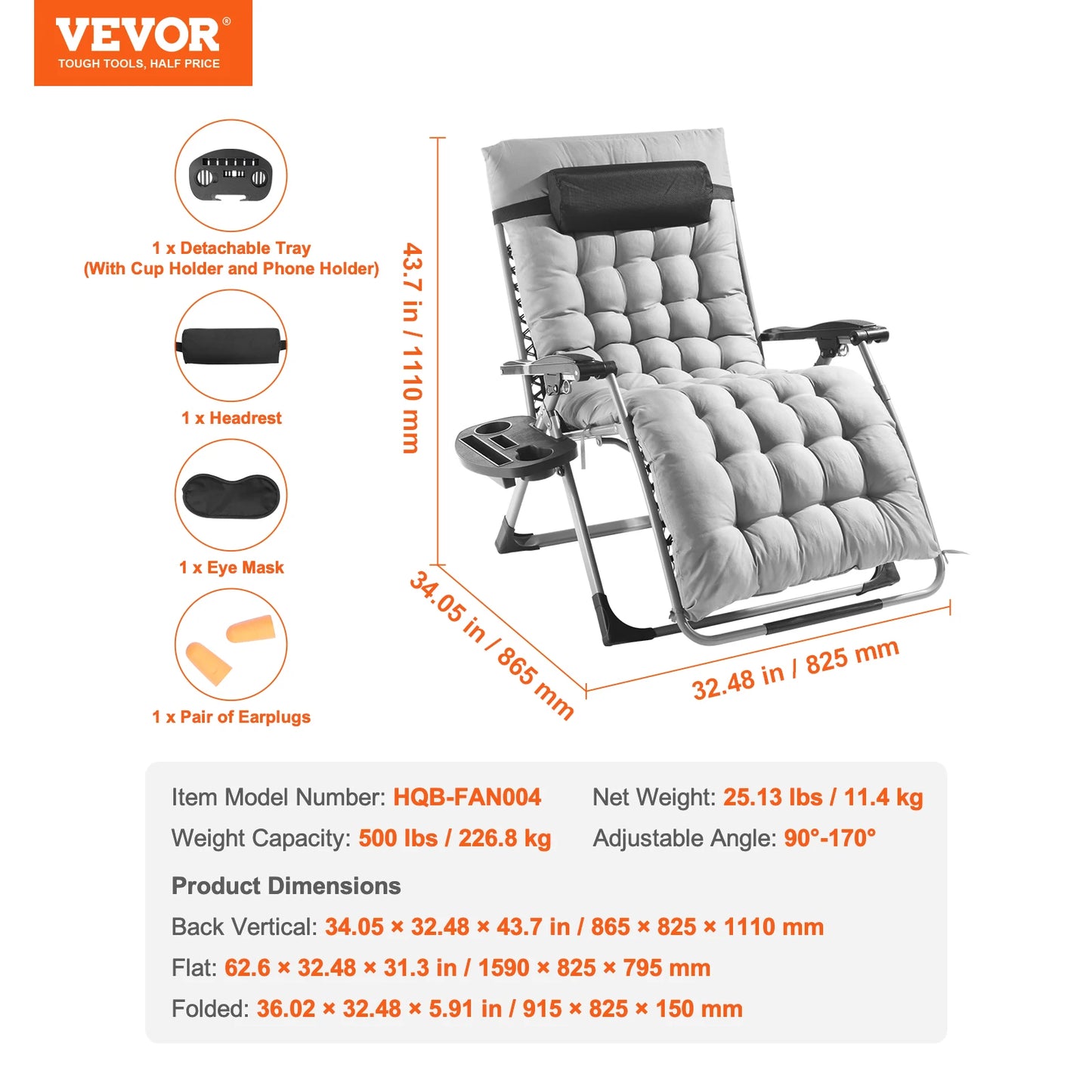 SucceBuy Zero Gravity Chair Recliner With Footrest And Cupholder