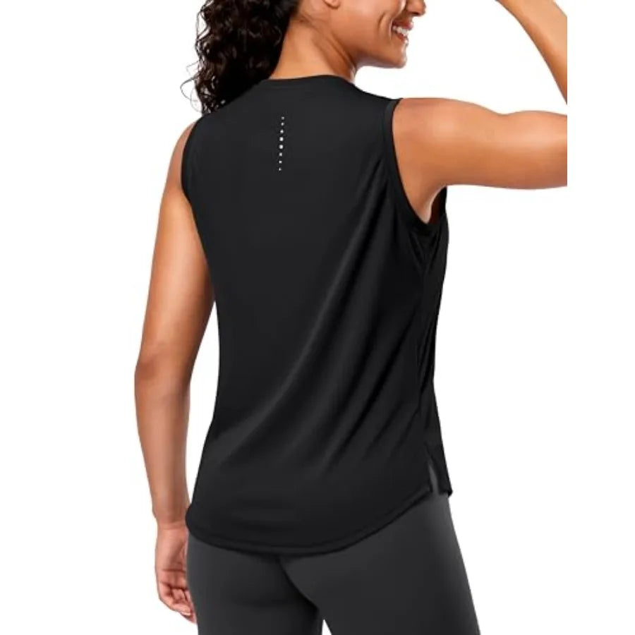 Womens Lightweight Bamboo Fiber Sleeveless Workout Top For Tennis Yoga Running