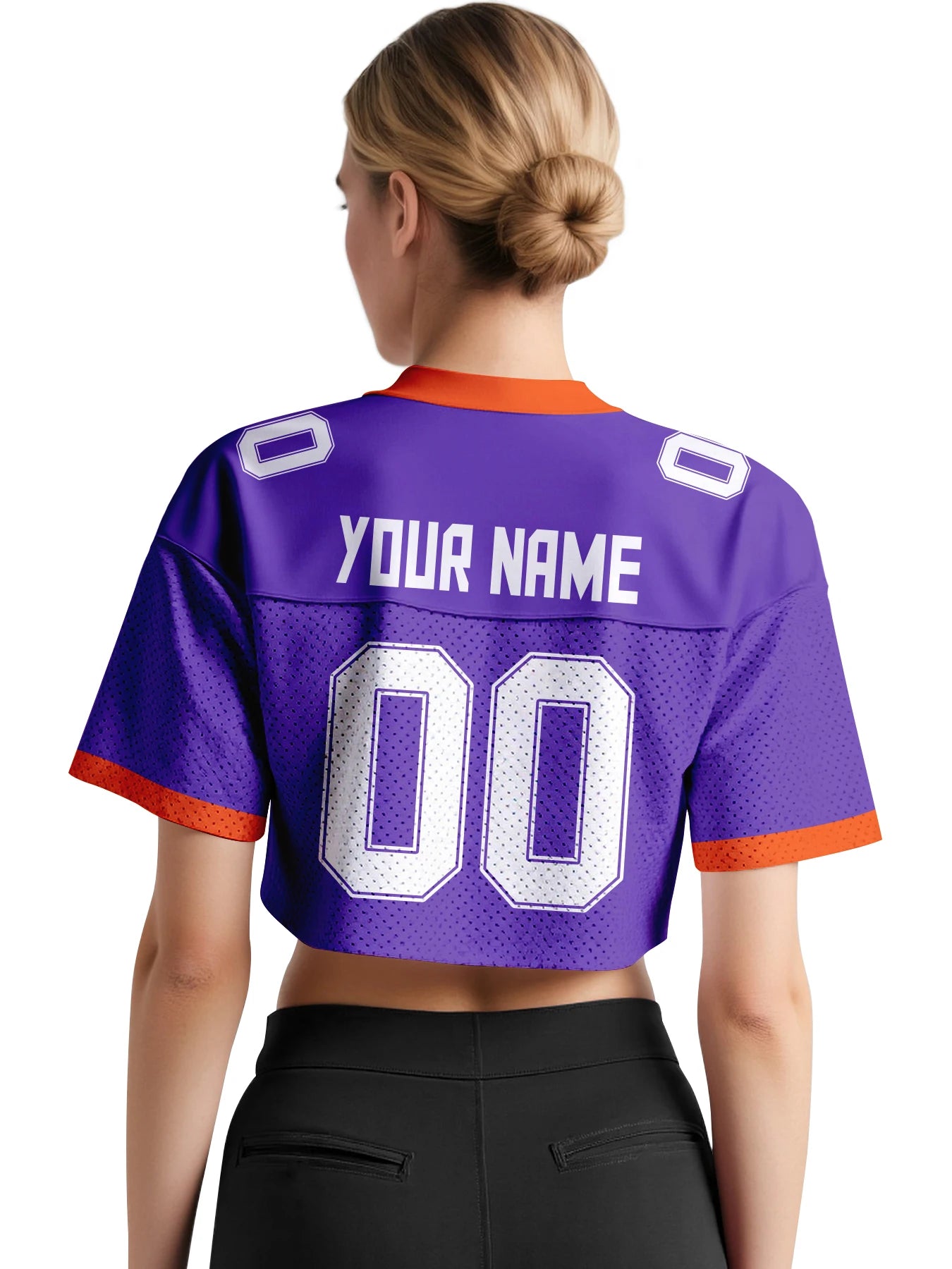Custom American Football Jersey Crop Top for Women & Girls Plain Sporty Cropped Shirt Personalized Name Number Jerseys Fans Gift
