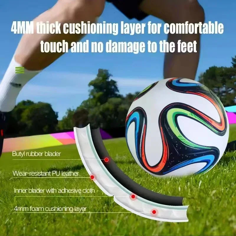 LISM Soccer Ball PU Leather Seamless Wear Resistant
