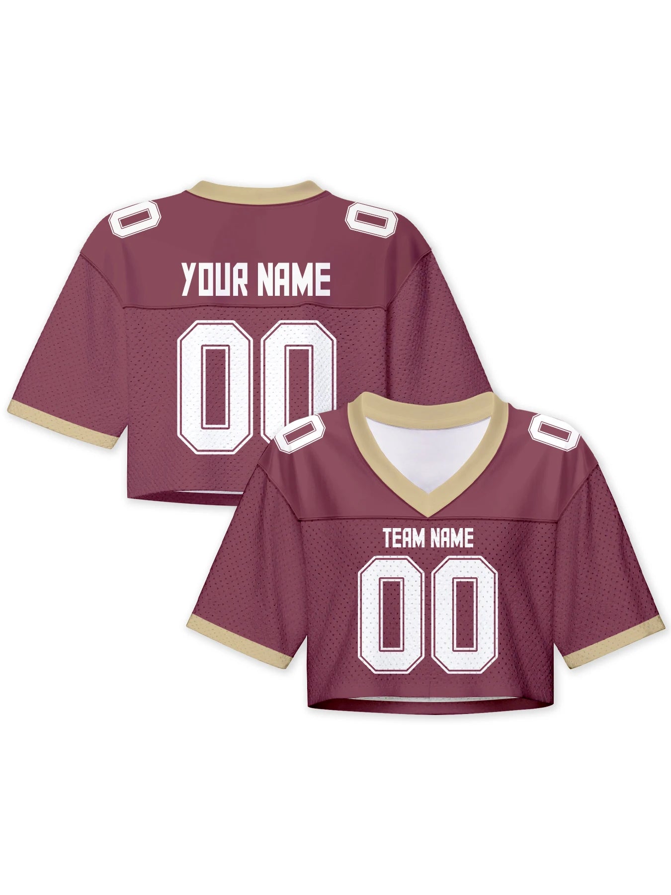 Custom American Football Jersey Crop Top for Women & Girls Plain Sporty Cropped Shirt Personalized Name Number Jerseys Fans Gift