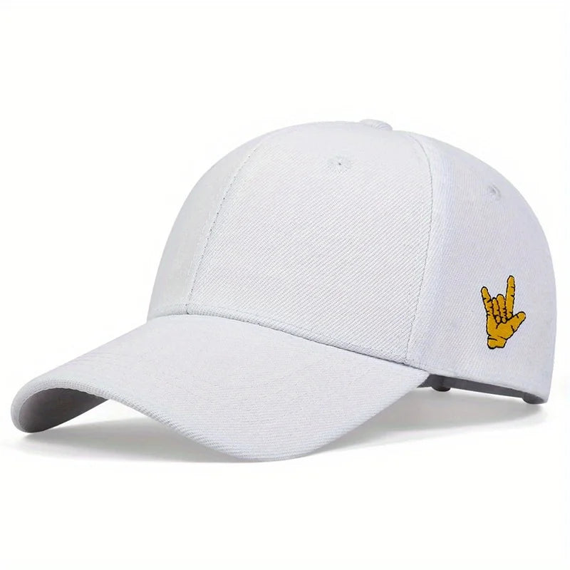 Unisex Finger Embroidery Baseball Cap Outdoor Adjustable Sun Hat Polyester