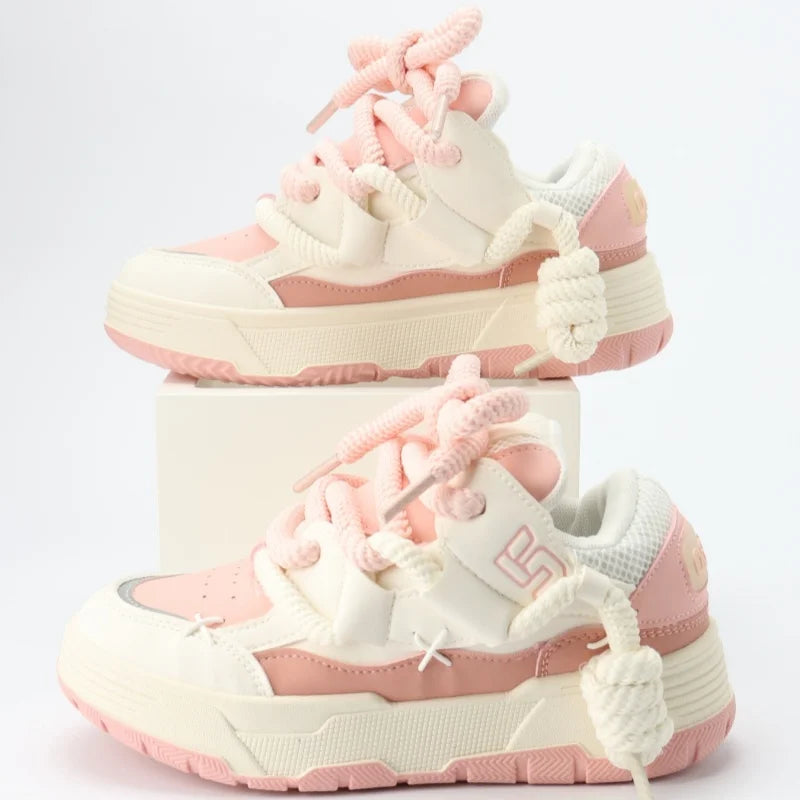 Women Platform Sneakers Chunky Heel Casual Trainers