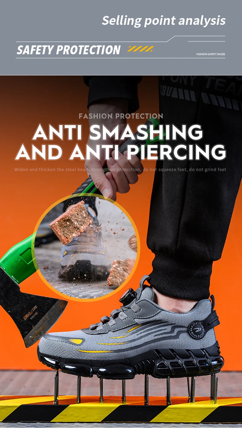 Breathable Lace-Free Soft Sole Anti-Puncture Work Shoes