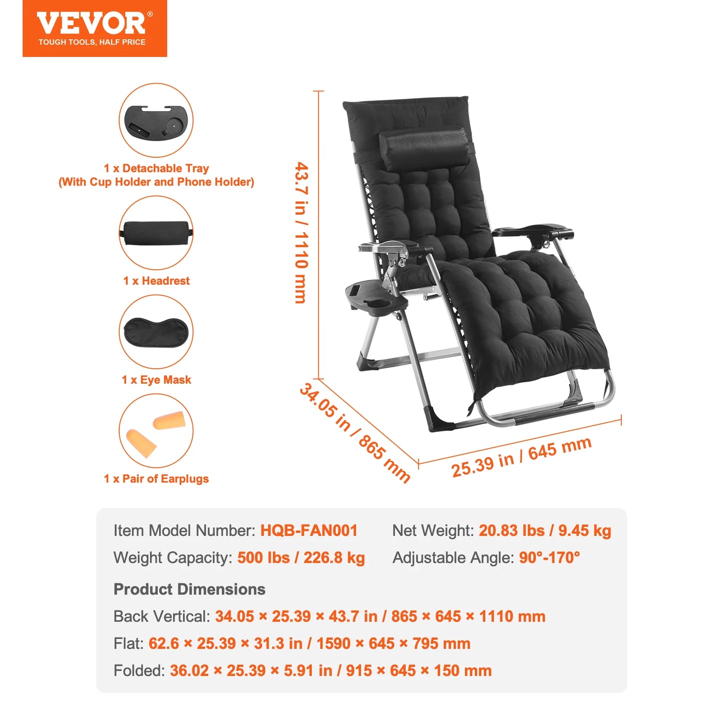 SucceBuy Zero Gravity Chair Recliner With Footrest And Cupholder