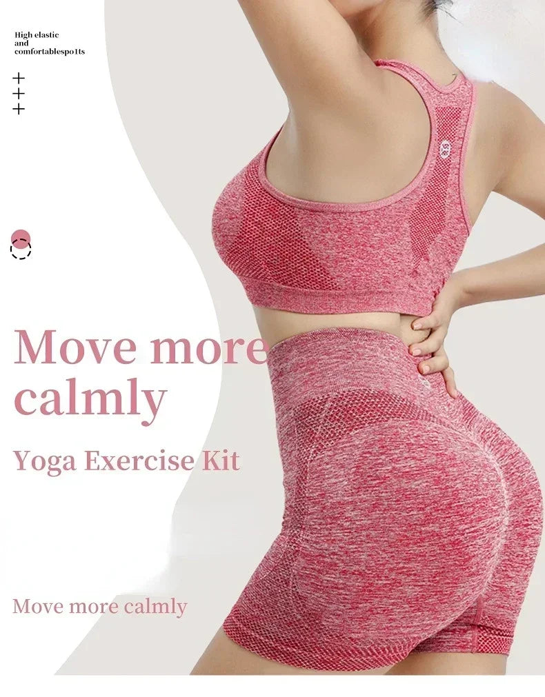 Women Yoga Set Seamless Sports Bra Gym Shorts Leggings Fitness