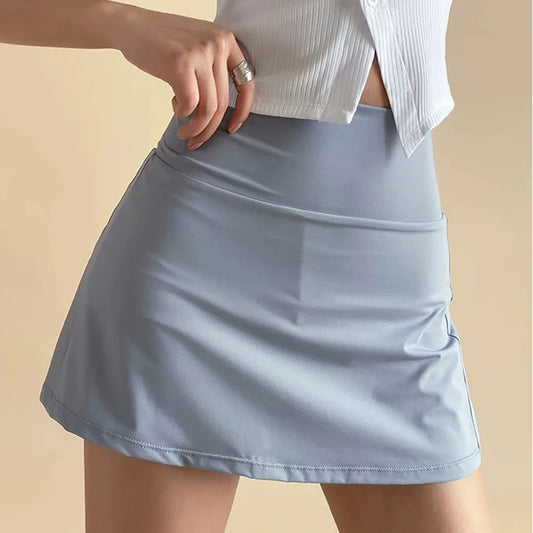 Women's High-Waisted Skort With Inner Lining For Yoga Fitness