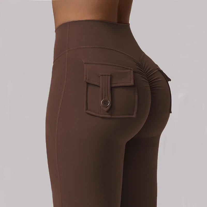 Women's Yoga Flare Trousers High Waist Pockets Wide Leg