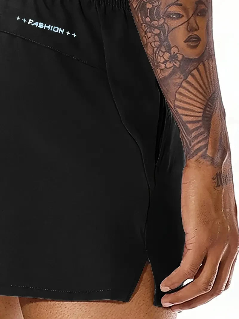 Men's Beach Shorts Elastic Waist Pockets Polyester Casual