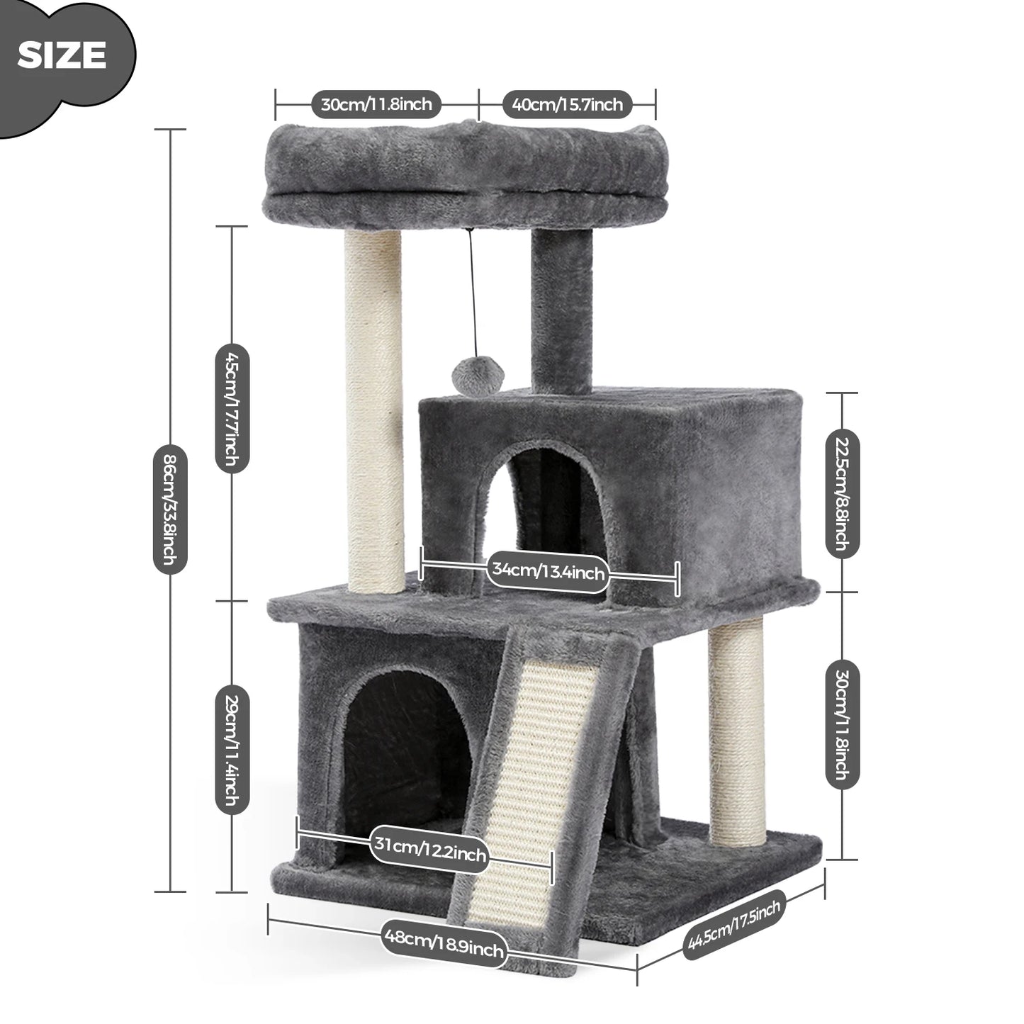 PEQULTICN Multi Level Cat Tower With Sisal Scratching