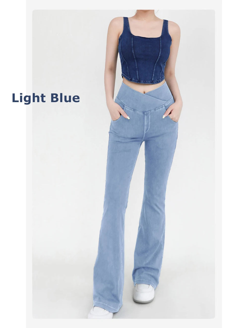 Casual Womens Jeans Bell Bottom High Waist Denim Activewear