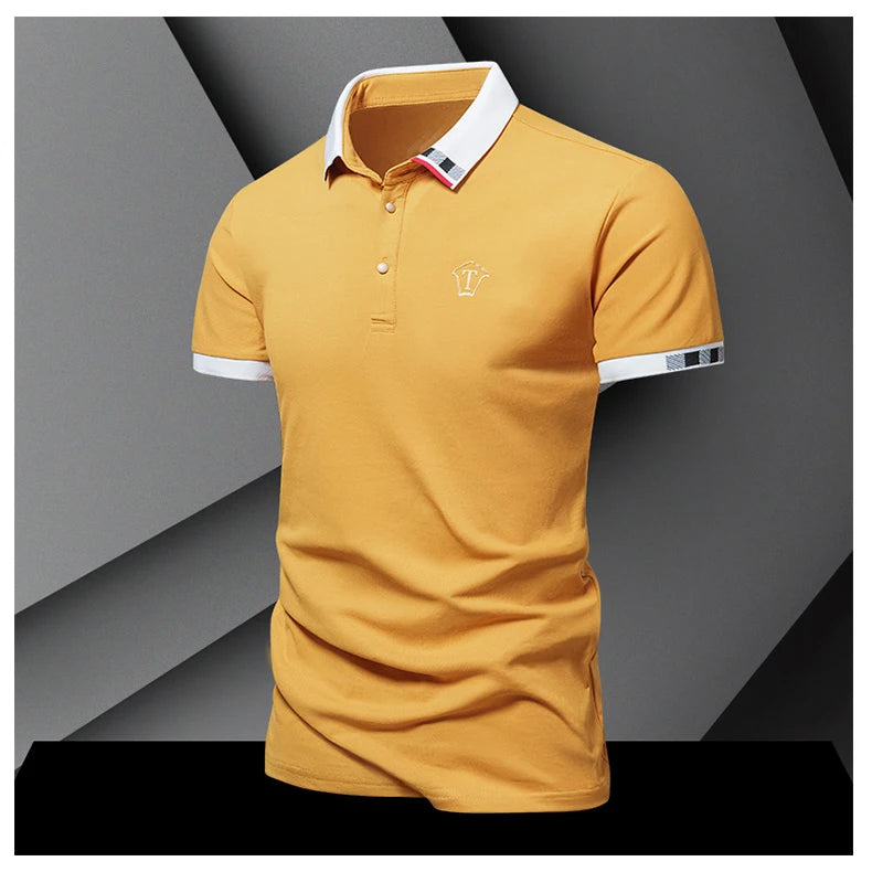 Lane JT Mens Pure Cotton Short Sleeve Polo Shirt Lapel