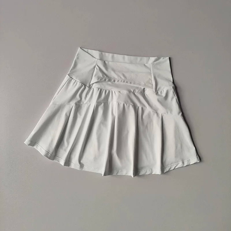 Women's High-Waisted Skort With Inner Lining For Yoga Fitness