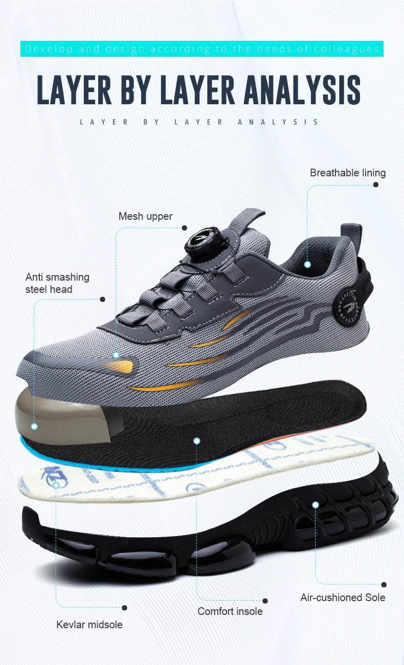 Breathable Lace-Free Soft Sole Anti-Puncture Work Shoes