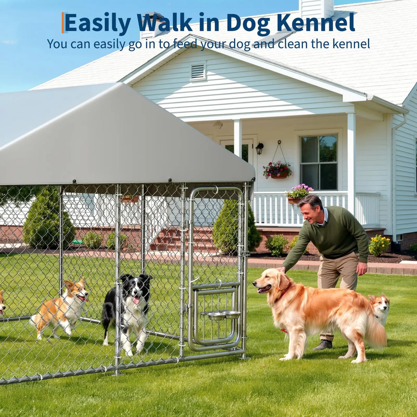 DishyKooker Heavy Duty Outdoor Dog Kennel With Roof Lockable Door