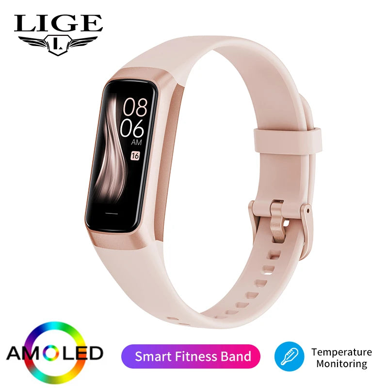 LIGE Amoled Smart Watch Men Women Heart Rate Waterproof Tracker