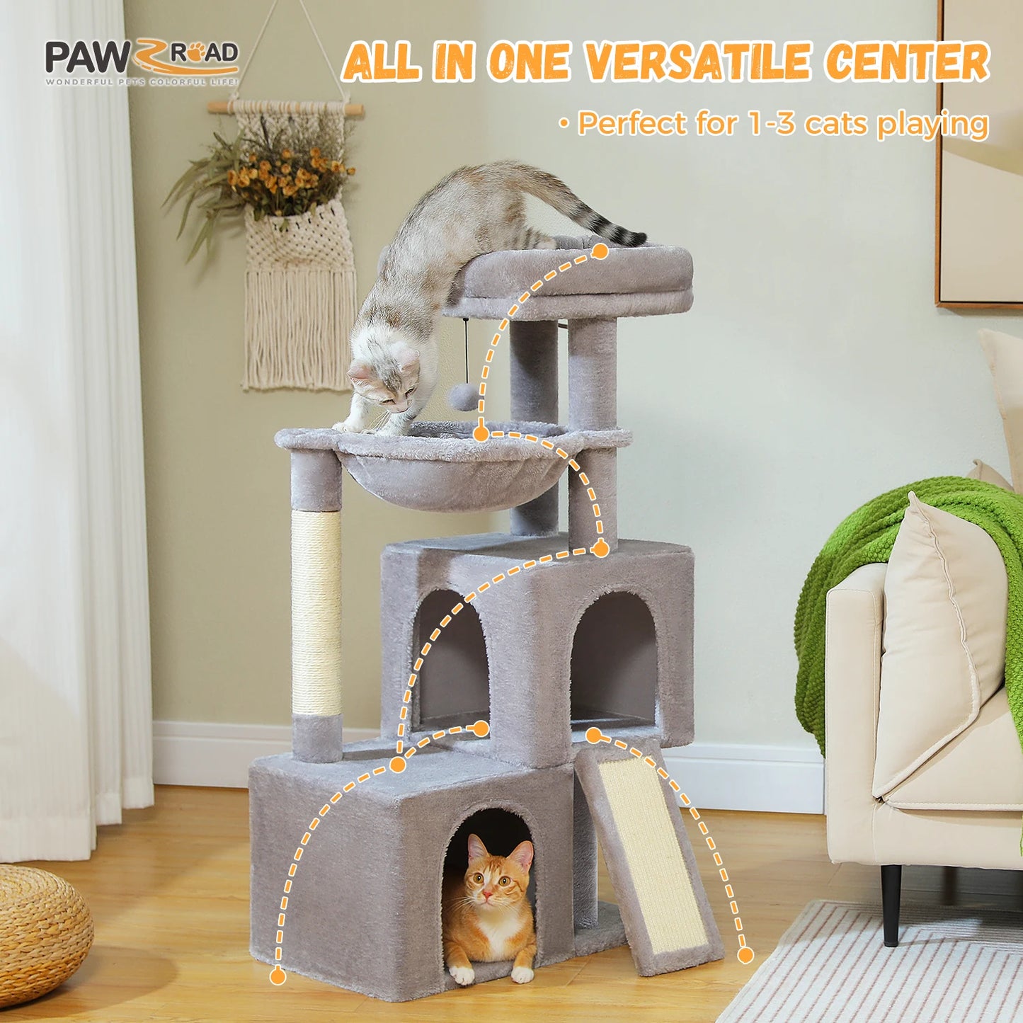 PEQULTICN Multi Level Cat Tower With Sisal Scratching