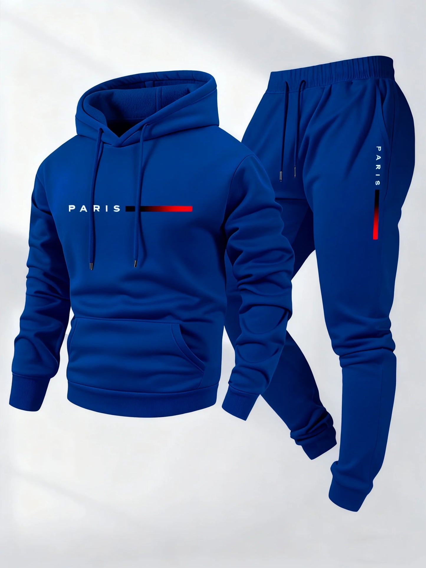 Men's Paris letter printed hoodie and drawstring sweatpants set