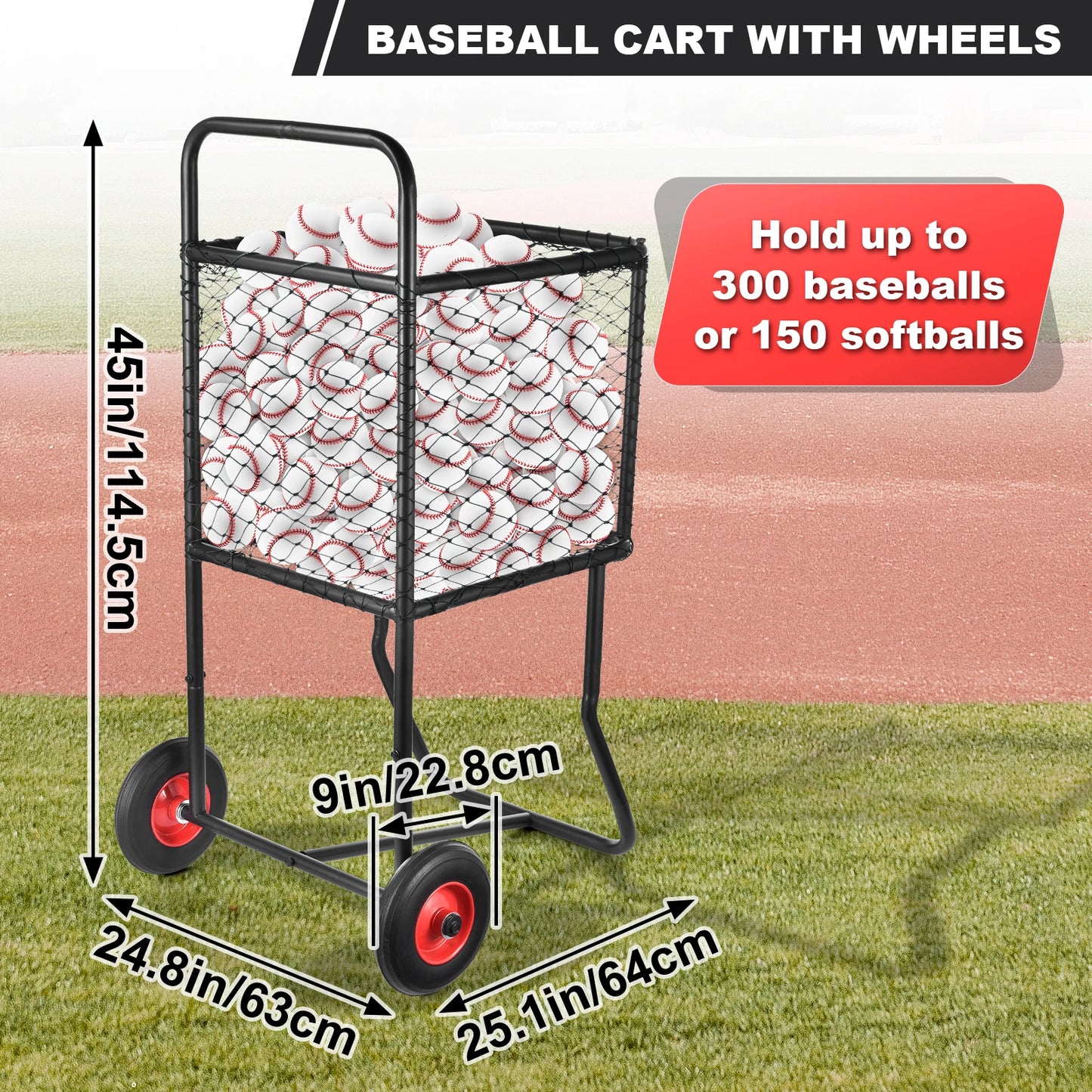 Heavy Duty Rolling Baseball Cart For Softballs And Basketballs