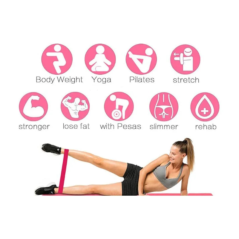 5 Piece Resistance Band Set With Latex Loops For Travel